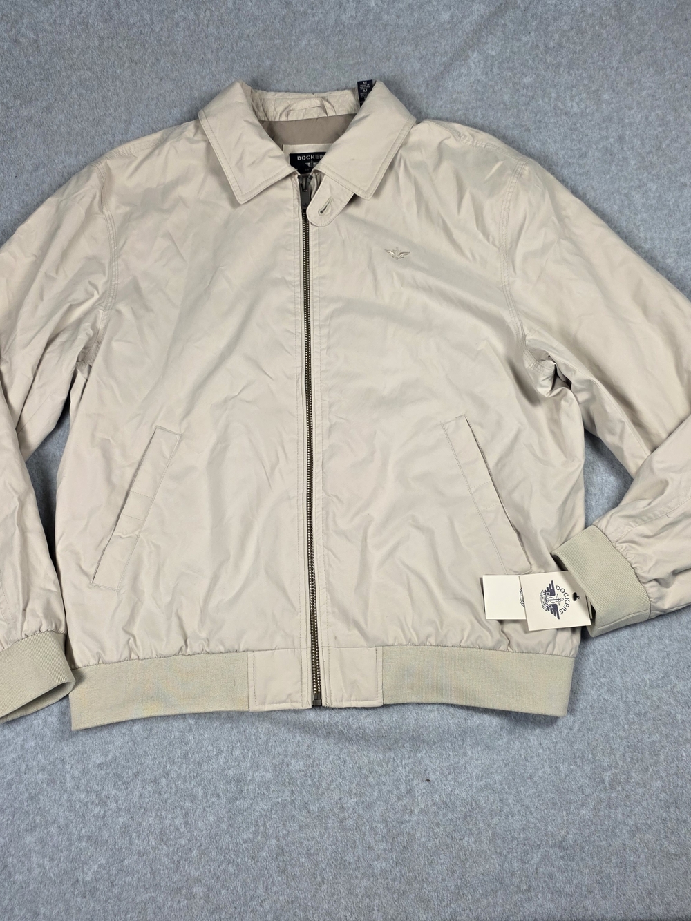 Men's Beige Lightweight Zip Bomber Jacket